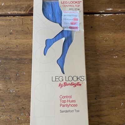 Vintage 80s Leg Looks By Burlington Control Top Pantyhose Tights Nylons Blue S/M